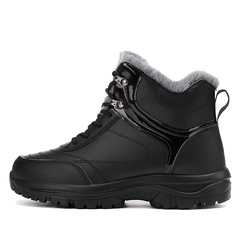 TUINANLE Stivali da Neve Caldi Invernali in Peluche da Uomo Impermeabili alla Caviglia Sneakers da Esterno Stivali da Lavoro Maschili Gomma Taglia Grande Nero