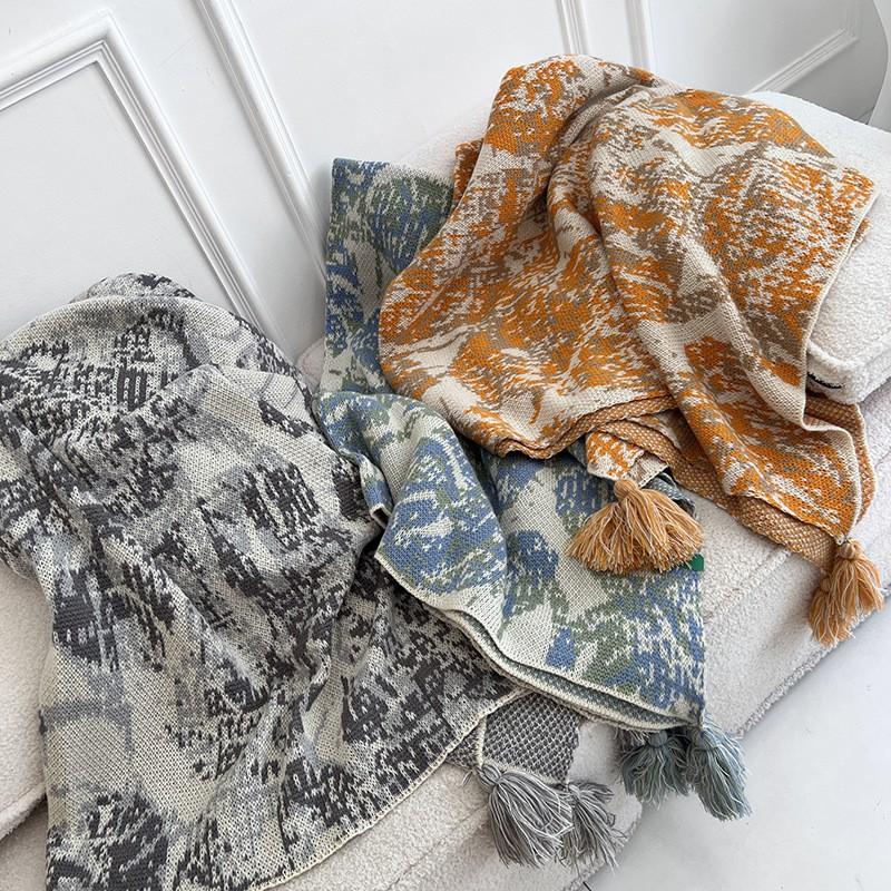 Nordic Bohemian Acrylic Throw Blanket Sofa Bed Couch Camping Lightweight Cozy Knit Cover All Season