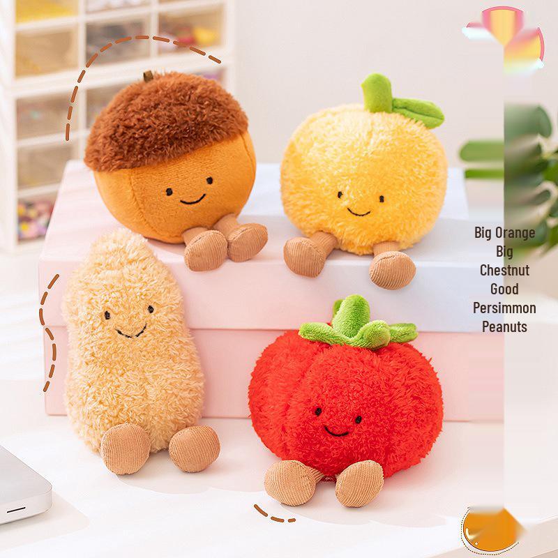 

Hobby JC Fruit & Veggie Plush Toy: Chestnut, Peanut, Tomato Simulation Doll 10-12 cm