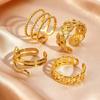 Goldfarbene Edelstahl Chunky Breite Ringe für Damen, Geometrischer Mode Offener Ring, Wasserdichter Minimalistischer Finger Schmuck Geschenk
