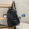 Large Capacity Denim Solid Color Student Backpack High Value Men and Women's Same New Casual Backpack