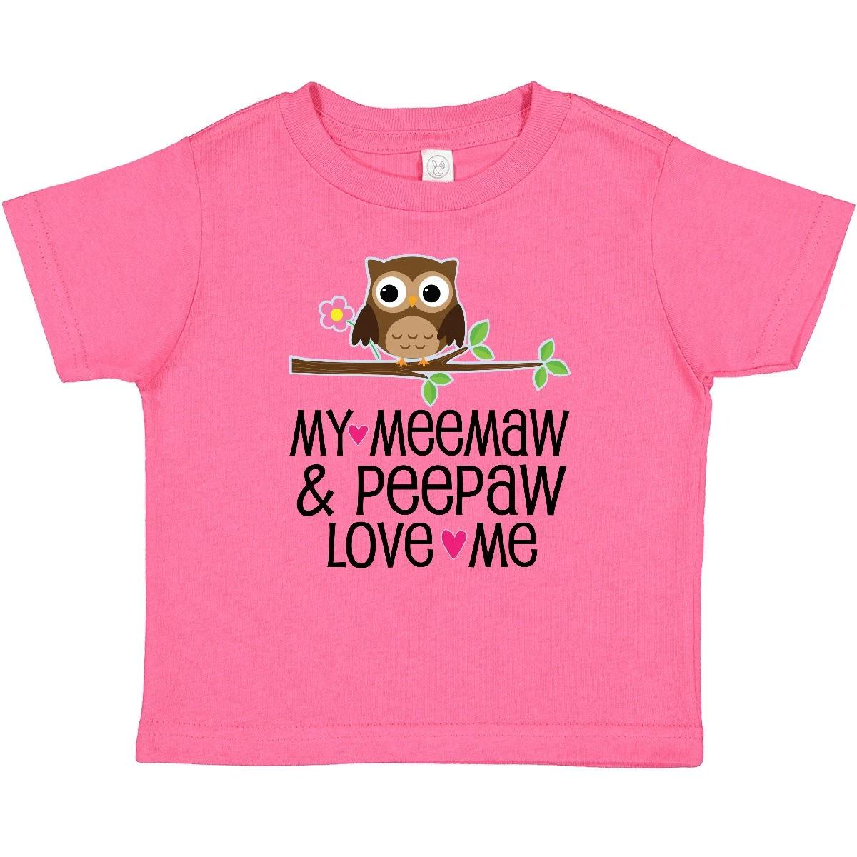 Inktastic My Meemaw And Peepaw Love Me Grandchild Owl Baby T-Shirt Grandkids 150