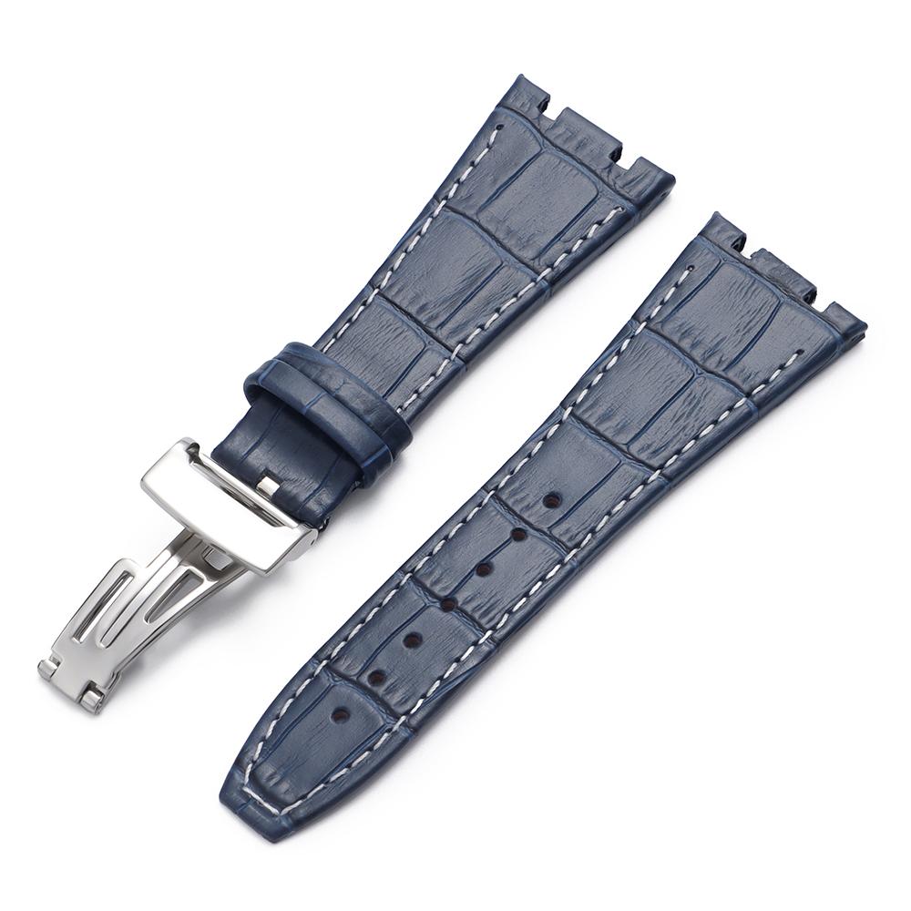 Top Layer Genuine Cowhide Watch Strap for AP Audemars 15400 15703 26320 Royal Oak Offshore Series Men27mm Black Brown Watch Band