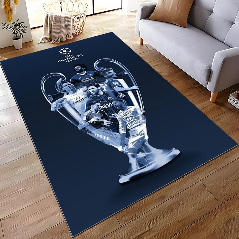 UEFA Champions League Trophy Design Rug Non-slip Rug Suitable for Living Room and Bedroom Sofas.