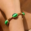 Yori Ovaal Groen Natuursteen Manchet Armband Bangle Goudkleurig Metaal Roestvrij Mode Pols Sieraden Bijoux Accessoires