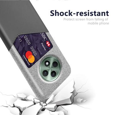 For Oppo Reno12 F 5G Case Cloth Texture PU Leather Hard PC Card Slot Phone Cover