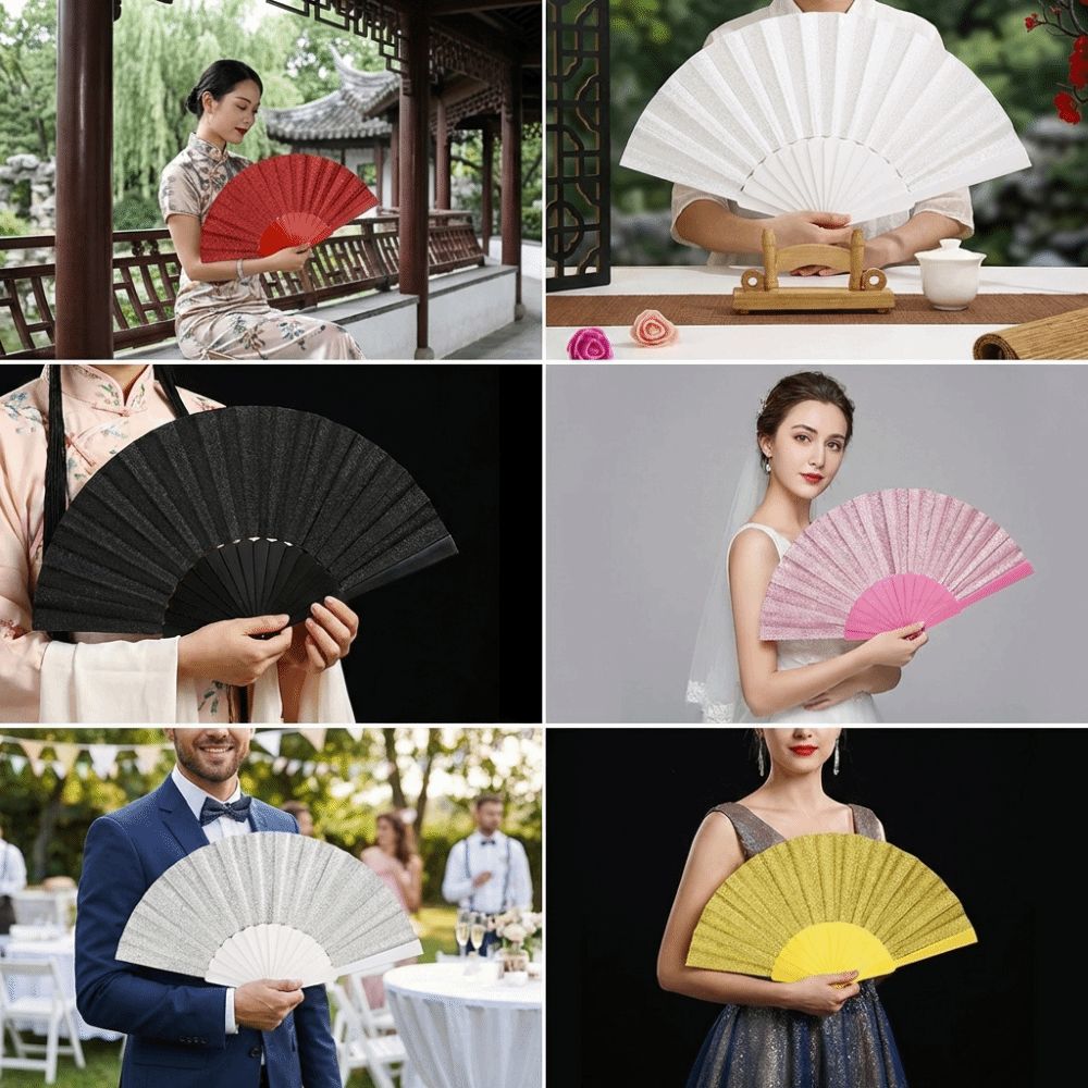 Lightweight Solid Color Folding Hand Fan Handheld Vibrant Dance Fan Decorative Classic Fan Dance Performance
