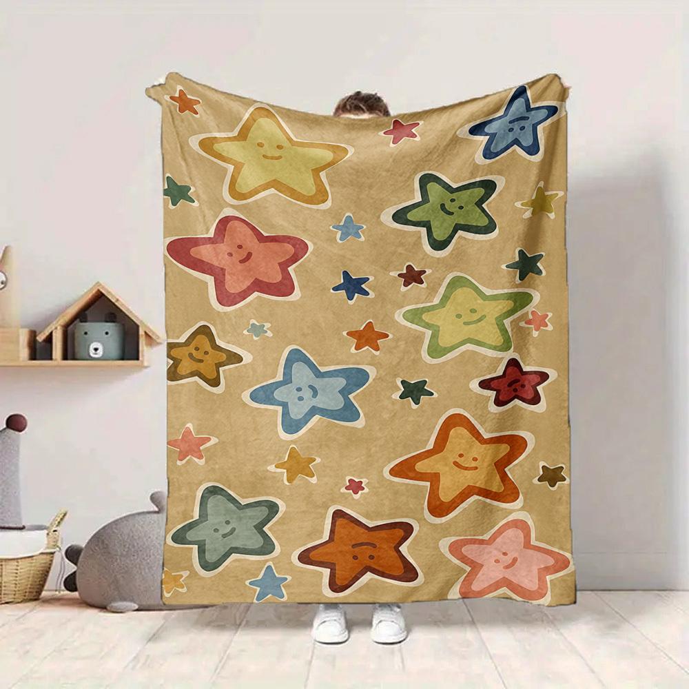 1pc Starry Night Colorful Print Blanket   Lightweight Flannel Throw Blanket For Sofa, Bed, Living Room, Office, Outdoor Travel, Camping
