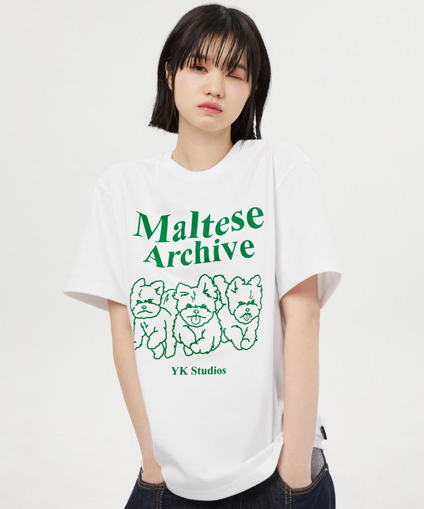 WAIKEI Maltese Archive Line Graphic Short Sleeve T-Shirt White