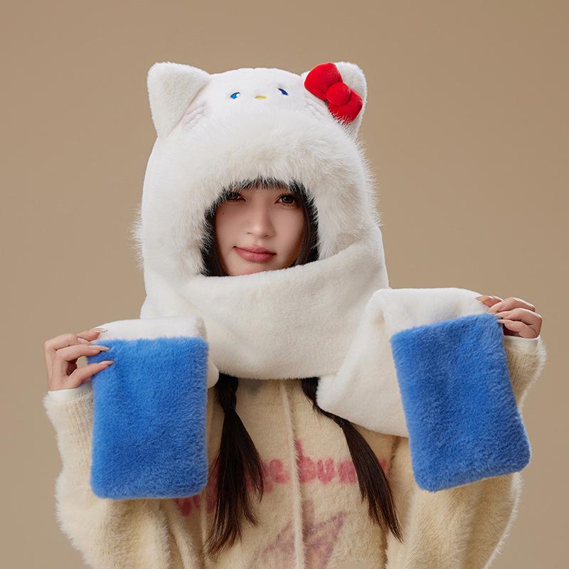 

Мультяшний набір зимової шапки, шарфа та рукавичок Labubu - Милий, Плюшевий, Вітрозахисний та Теплий