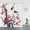 Japanese Scenery Shower Curtains Koi Carp Fish And Cherry Blossom for Bathroom Decor Set Washable Fabric Bath Screen With Hooks