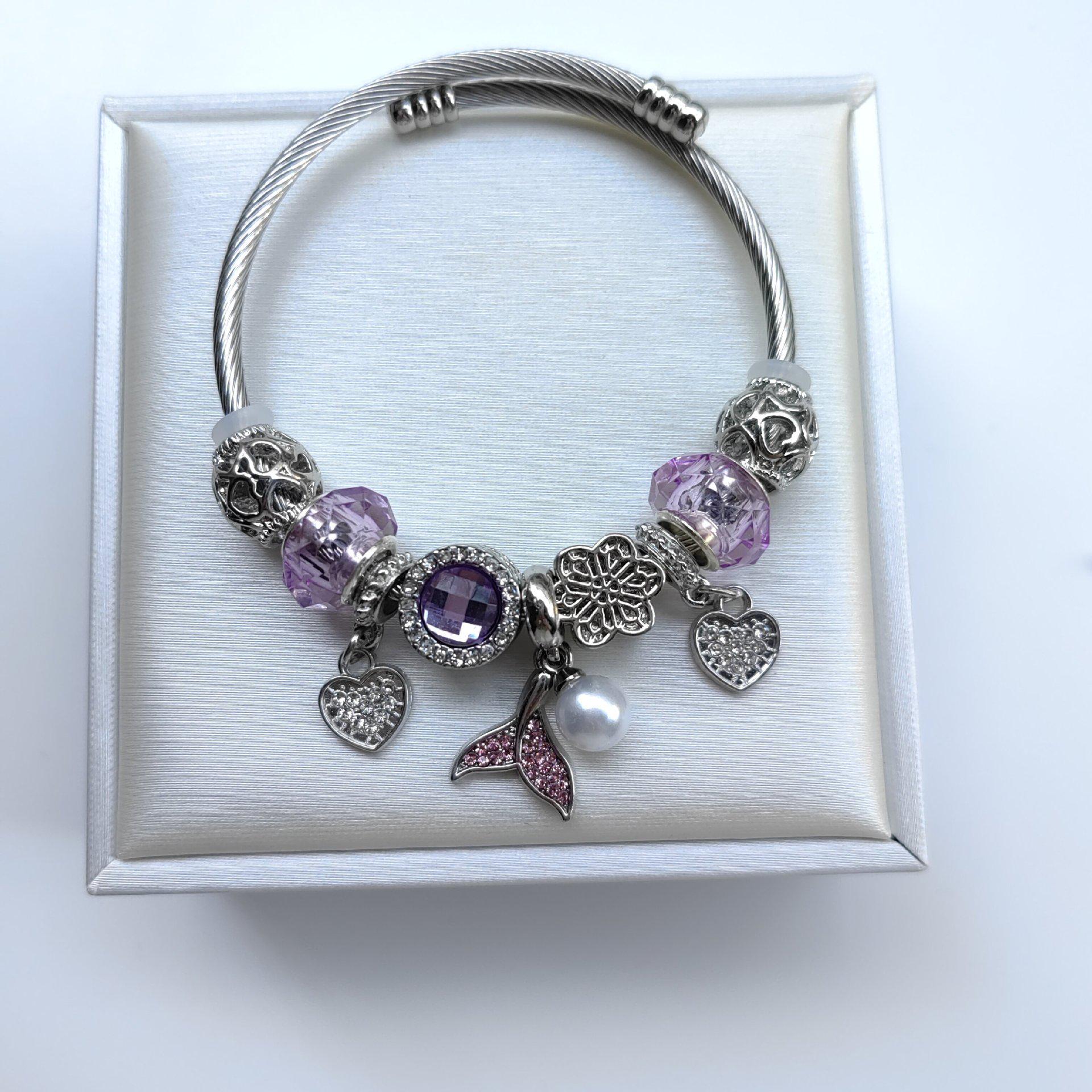Dream Catcher Flower Heart Beaded Crystal Bracelet - European  American Style