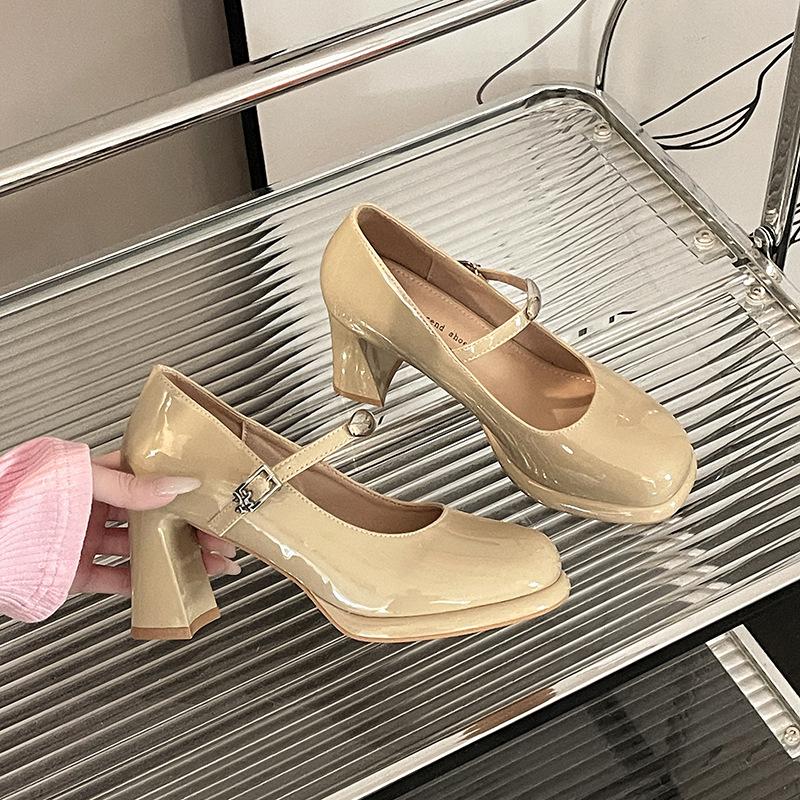 Popular commuter Mary Jane single shoes high heels women's 2025 new models with thick heels women's shoes temperament shallow mouth