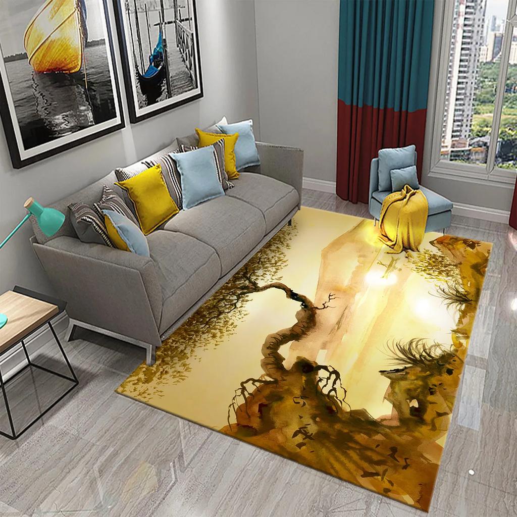 Tree Oil Painting Pattern Carpet Door Mats Doormats Kitchen Bathroom Non-Slip Carpet Living Room Bedroom Decor Floor Mat Rugs