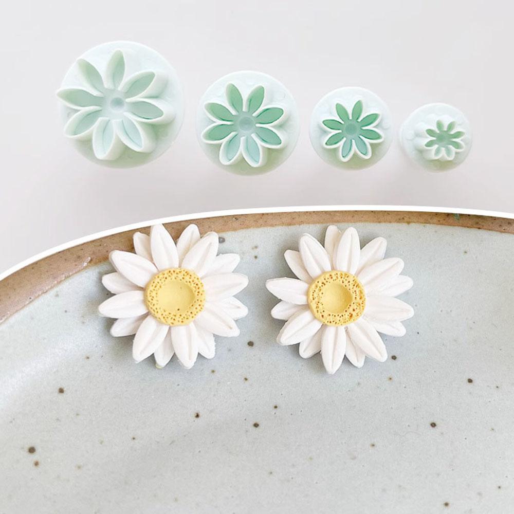 4pezzi Mini Fiore Margherita Taglierino in Argilla Polimerica Designer INS Fai da Te Gioielli Modellazione Texture Decorazione Floreale Stampo da Taglio a Pressione Primavera