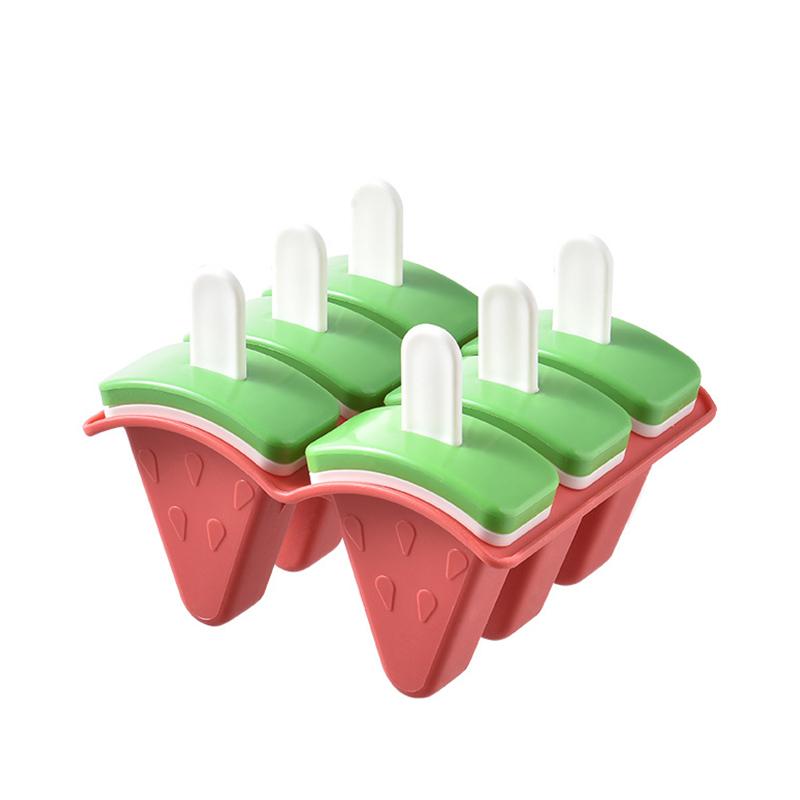 

New Ice Cream Mold With Cover Watermelon Shape Mold DIY Homemade Ice Popsicle Mould Juice Milk Kitchen Ice Cream Make Tools 4 grid красный