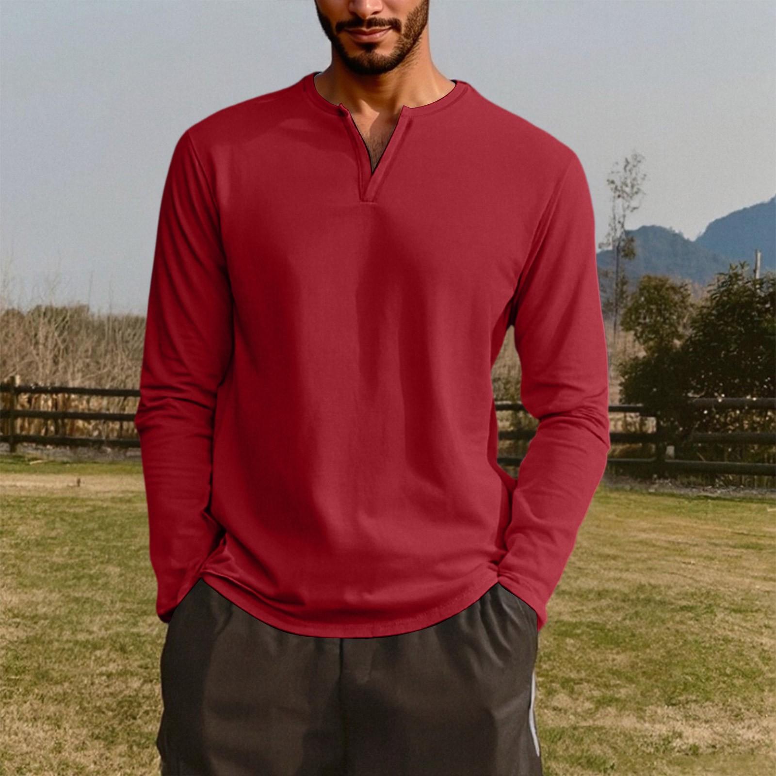 

Мужской топ с V-образным вырезом и длинным рукавом — повседневный XL арбуз красный