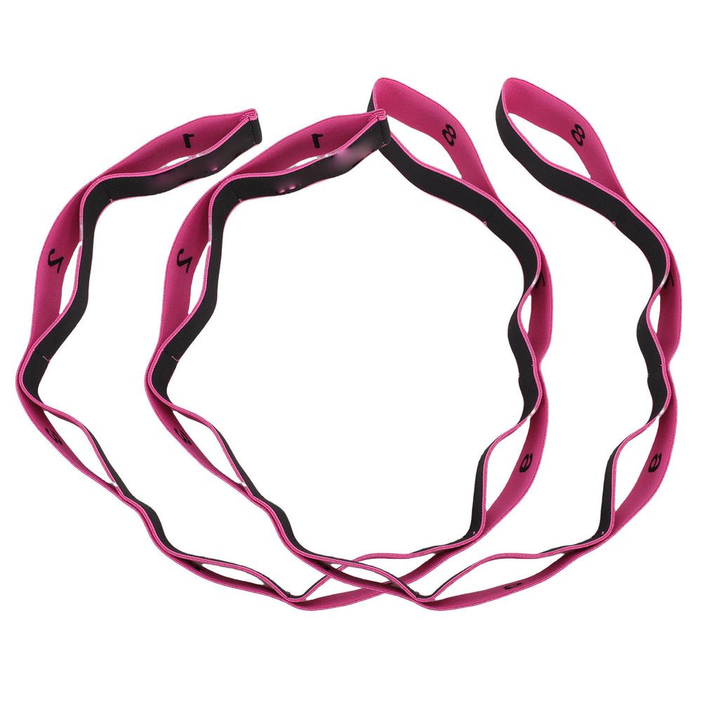 2PCS Stretching Strap with Loops 8 Segment Fitness Stretch Band for Stretching Equipment Exercise Flexibility Pink