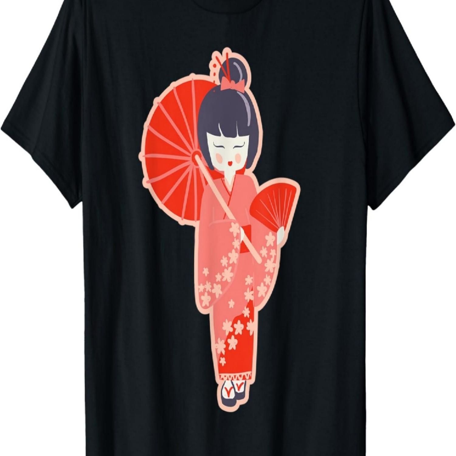 Geisha Kawaii  Yoga Cherry Blossom Sakura Flower T-Shirt S чёрный