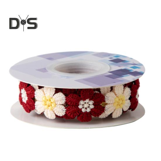 Haftowana wstążka z kwiatami 9,84 stopy Koronkowa taśma Słonecznik Wstążka DIY Koronka Wstążka do szycia Haftowa wstążka do sukni ślubnej Opaska do włosów Ozdoba ubrań