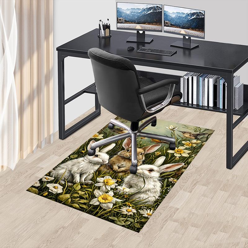 1PC bunnies flowers Extra Large Non Slip Floor carpet, Office, family, Studio   Large Area Rug Indoor Rugs, Bold Statement Piece