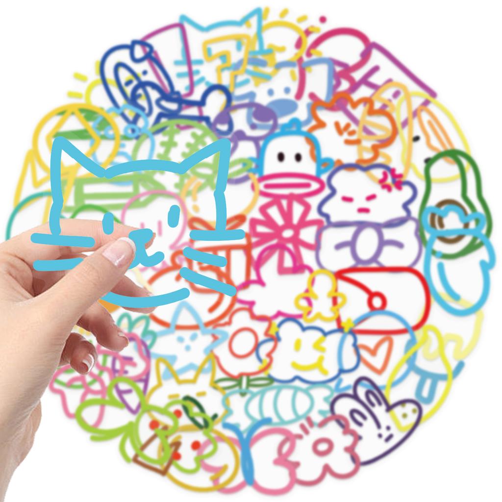 50 Transparent Dopamine Small Element Sticker Pack, Waterproof Transparent PET Manual Material Decorative Guitar Notebook