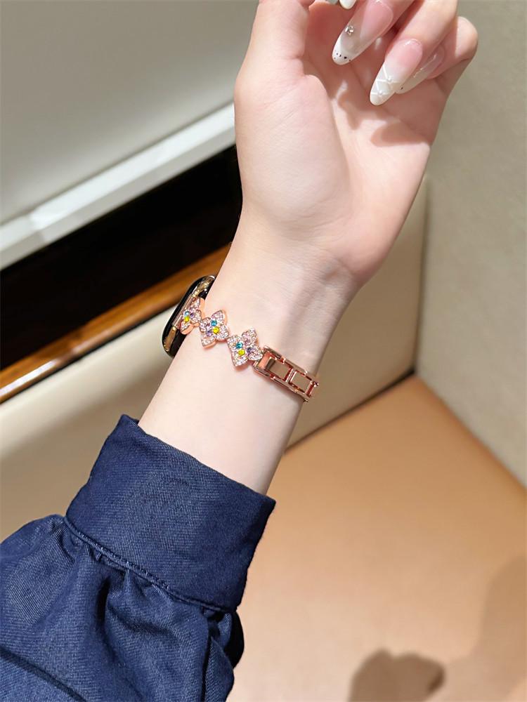 Colorful Diamond Four-Leaf Clover Strap for Apple Watch S11, Huawei GT6, Xiaomi 9Pro