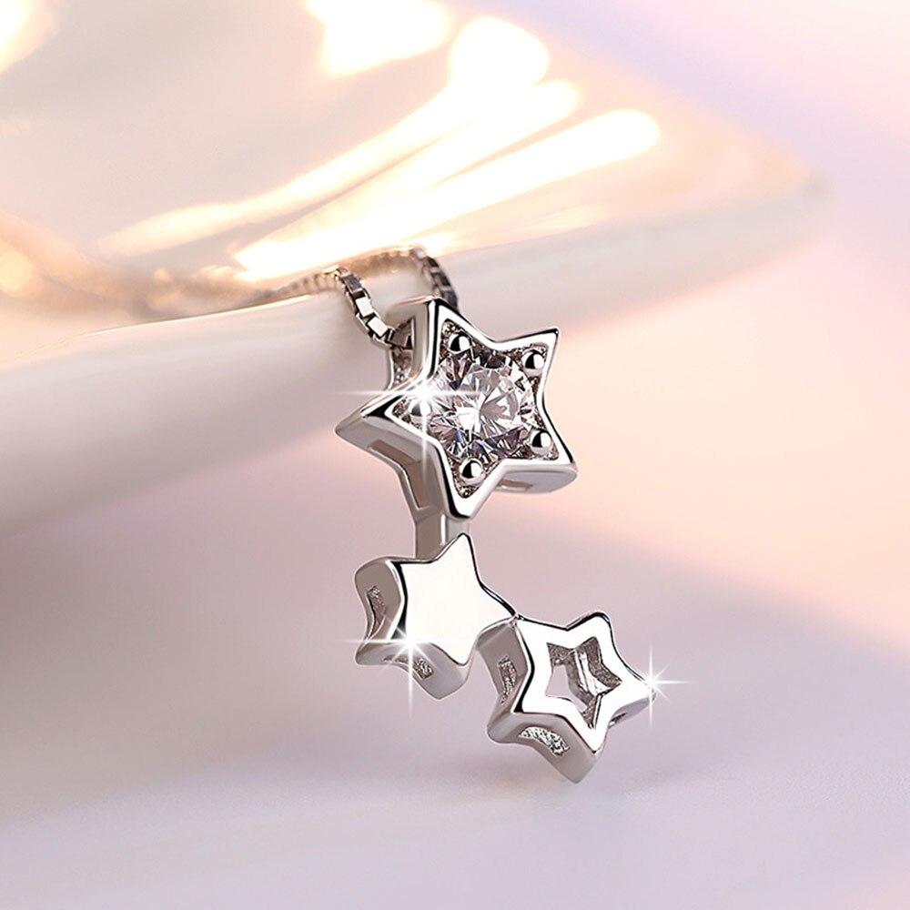 New 925 Sterling Silver Women Necklaces Fashion Flashing Radiance Pendant High Quality Zircon Clavicle Chain Jewelry Length 45CM