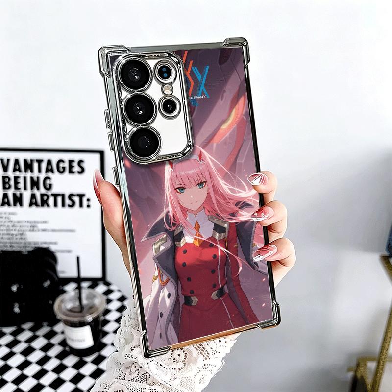 

Darling Zero Two 02 Anime Plating Phone Case For Samsung Galaxy S24 S25 FE S26 Edge S23 Ultra S22 S21 Plus S20 Anti-Fall Airabag Samsung S23 Ultra