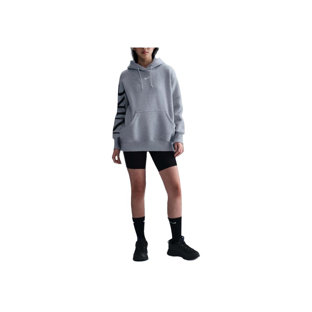 Nike Phnx Flc Os Hdy Logo Loose Warm Hoodie Women hoodies Gray FQ7043-063