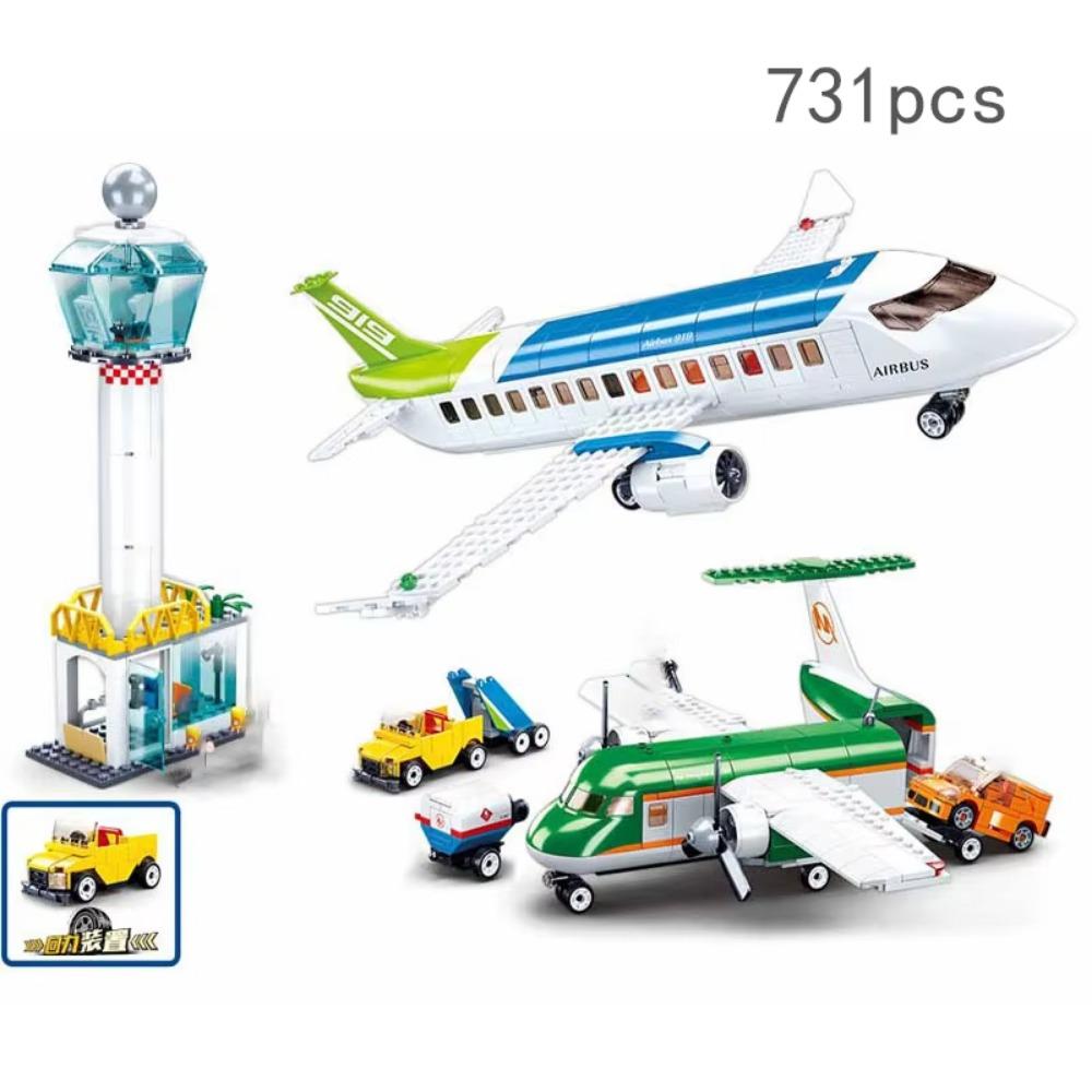 City Airplane International Passenger Plane Flight Model Building Blocks Airport Airlines Station Bricks Sets Kids Toy Technical