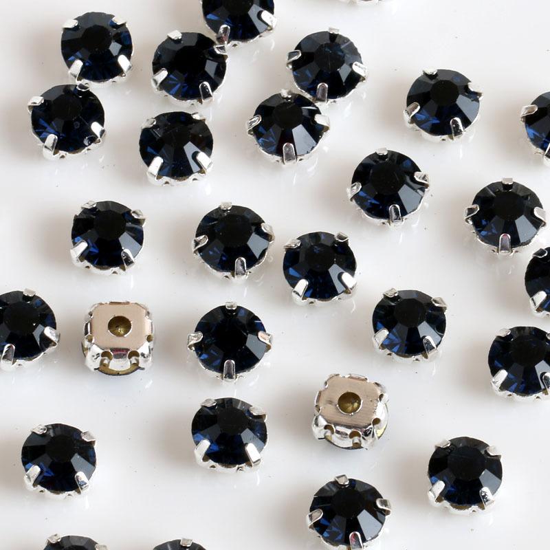 1440pcs Glass Flatback Round Rhinestones with Nickel-Free Metal Base Eco-Friendly Sew-On Stones for Shoes Garments Bags & Hats