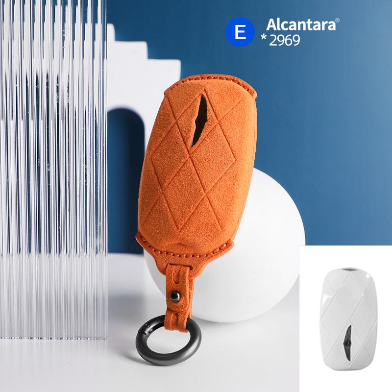 Car Key Case Cover Holder Key Buckle Alcantara Suede For For Genesis Gv60 Gv90 G90 Keychain Accessories