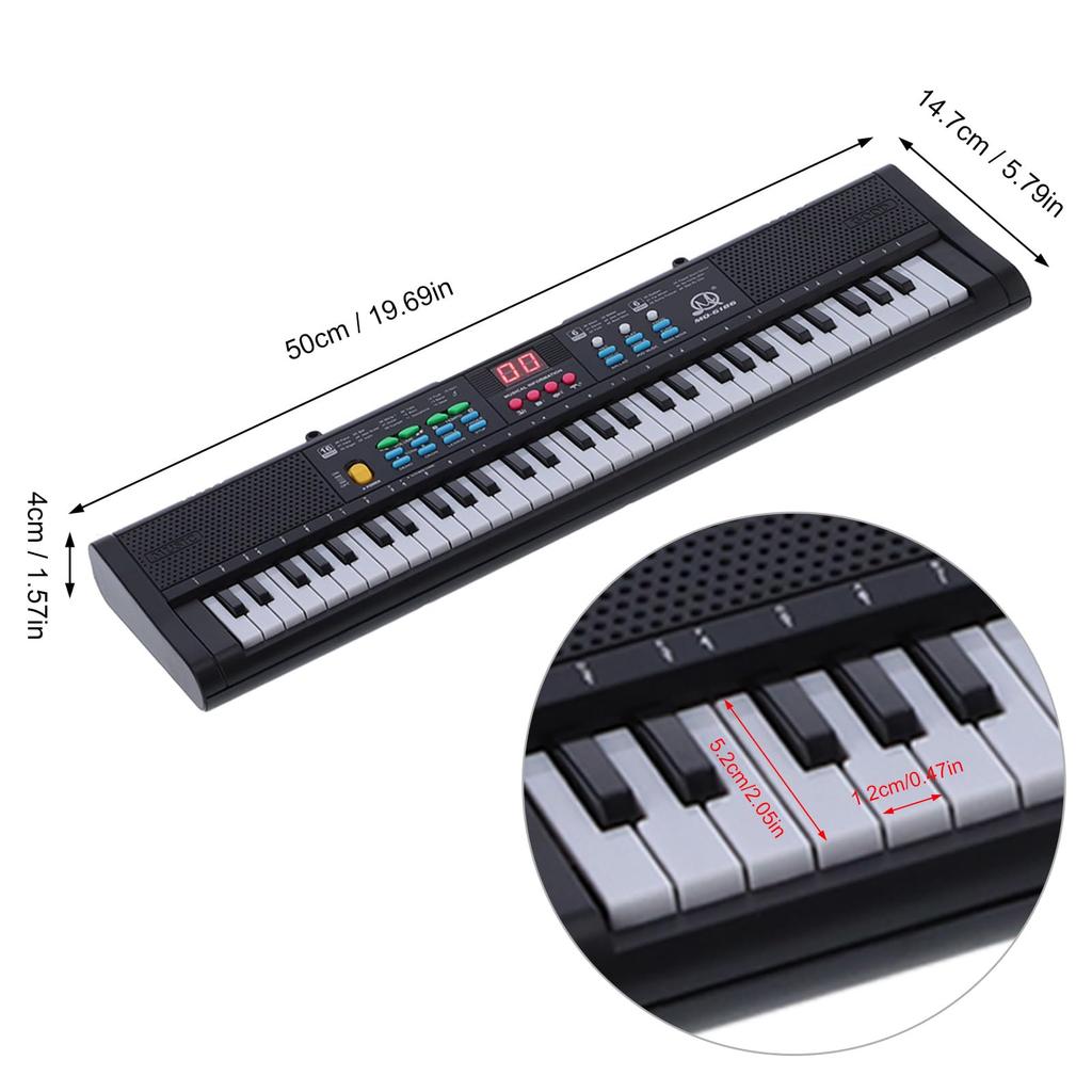 TOPINCN 61 Keys Electronic Keyboard Piano MQ6186 Multi-Function Microphone Touch Feel Home Use Lightweight USB Connection for Beginners Silent