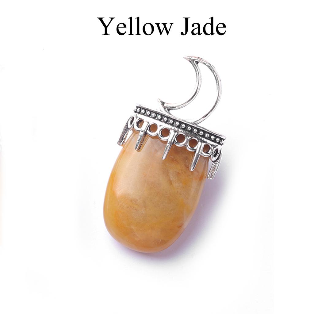 1Pc, Energy Natural Stone Moon Sun Pendant, Bohemian Style Reiki Healing Crystal Gemstone Charms for DIY Necklace Accessories, Creative Jewelry Making