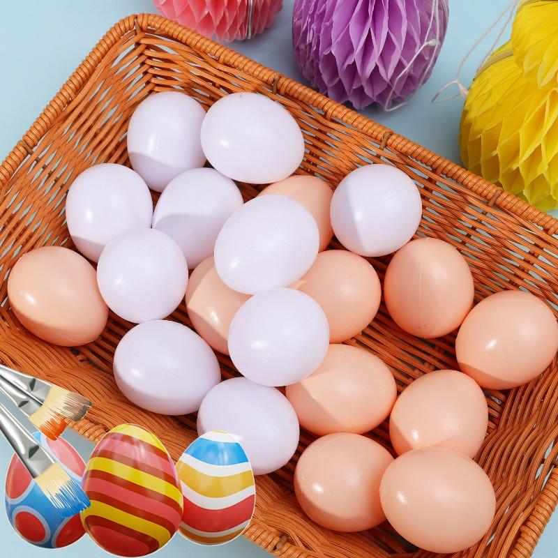 50/10Pcs Plastic Fake Eggs Easter DIY Painting Craft Simulation Eggs Home Decoration Easter Theme Party Gift Kids Toys Supplies