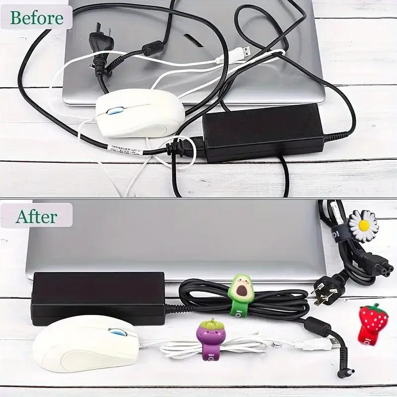 1 buc. Organizator de cabluri cu animal drăguț de desene animate, Legătură magnetică pentru cabluri, Organizator de cabluri, Înfășurător pentru căști