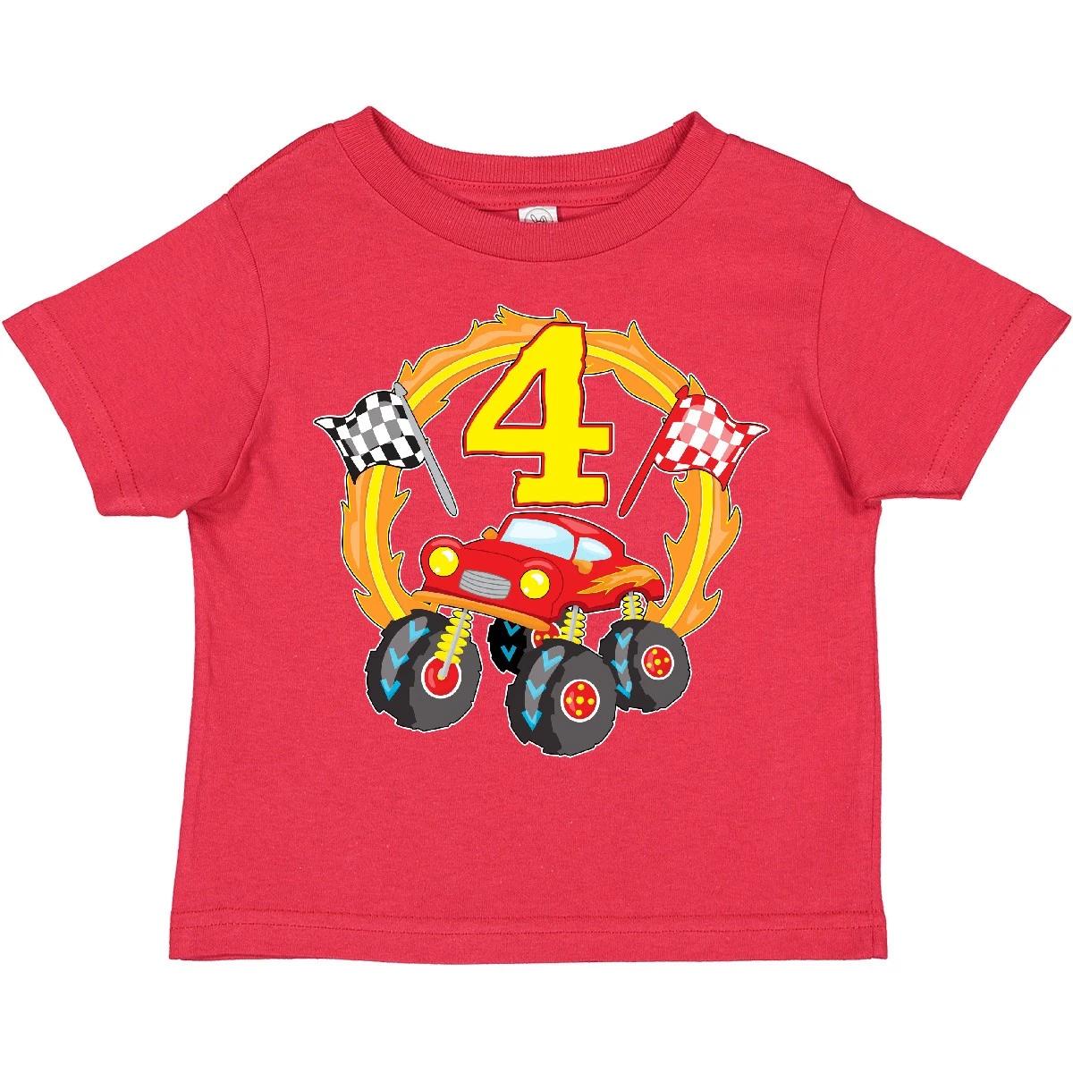 Inktastic Monster Truck 4th Birthday Toddler kids boys T-Shirt Birthdays Fourth Four 4 Old 140