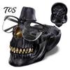Distressed Skull Ornament Resin Multifunctional Storage Tray, Gothic Eyeglasses Holder Jewelry Organizer for Unique Eyeglass Keys Coins Trinkets,