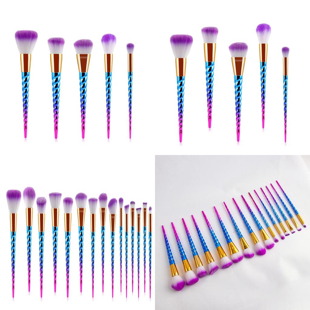 Mermaid Spiral Pattern 12 Piece Makeup Brush Set With Diamond Handles For Beauty Enthusiasts