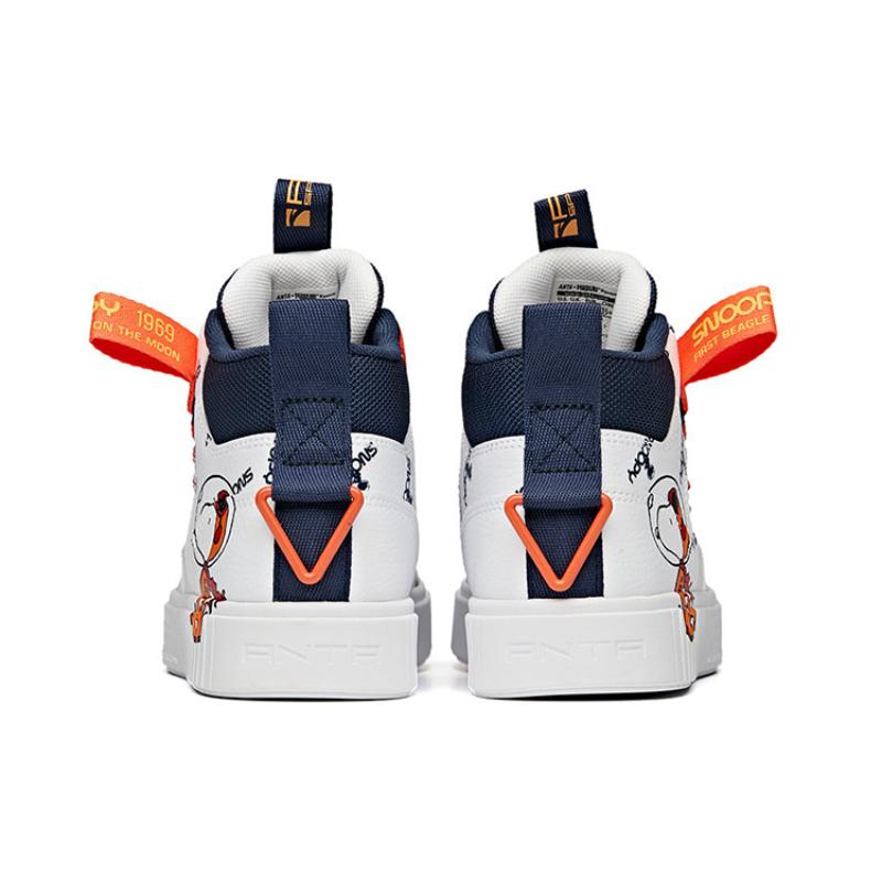 Anta High Top Skateboard Shoes Women's White Blue Orange Sneakers 922128017-1