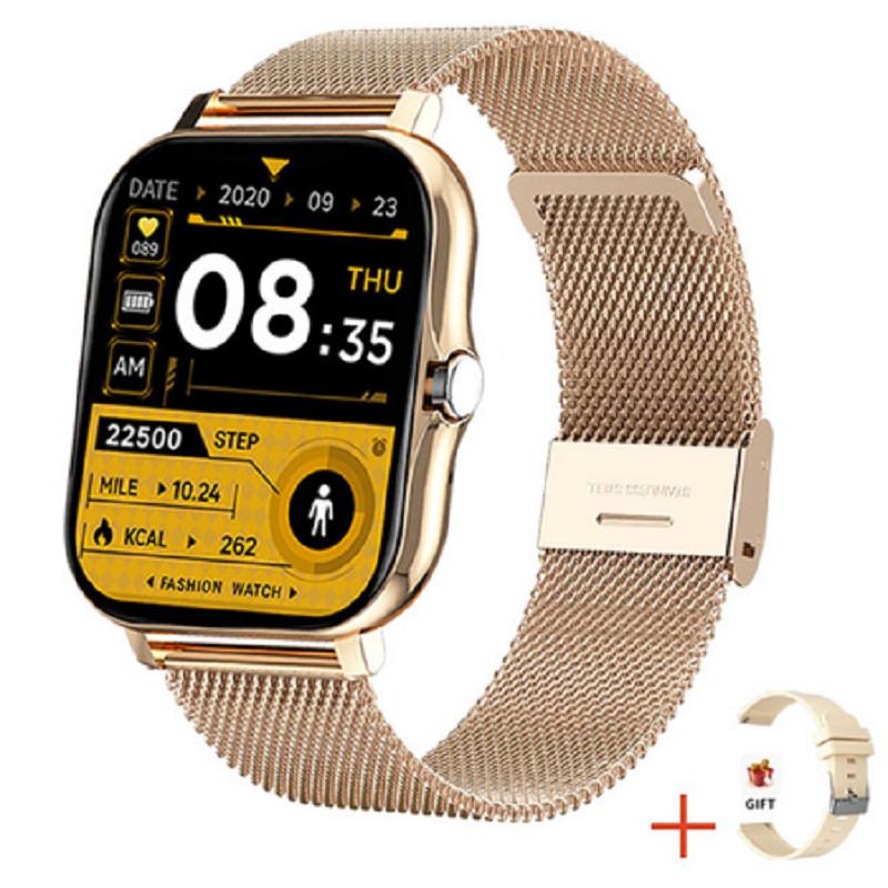 Smartwatch Men Women Sports Fitness Health Rate Monitor Bluetooth Call Digital Metal Gift Full Touch Gold Smart Watch