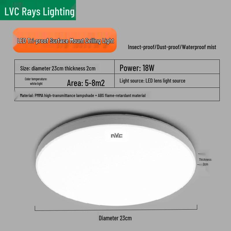 NVC/Rays Modern Minimalist LED Ceiling Light for Bedroom, Kitchen, Balcony, or Corridor