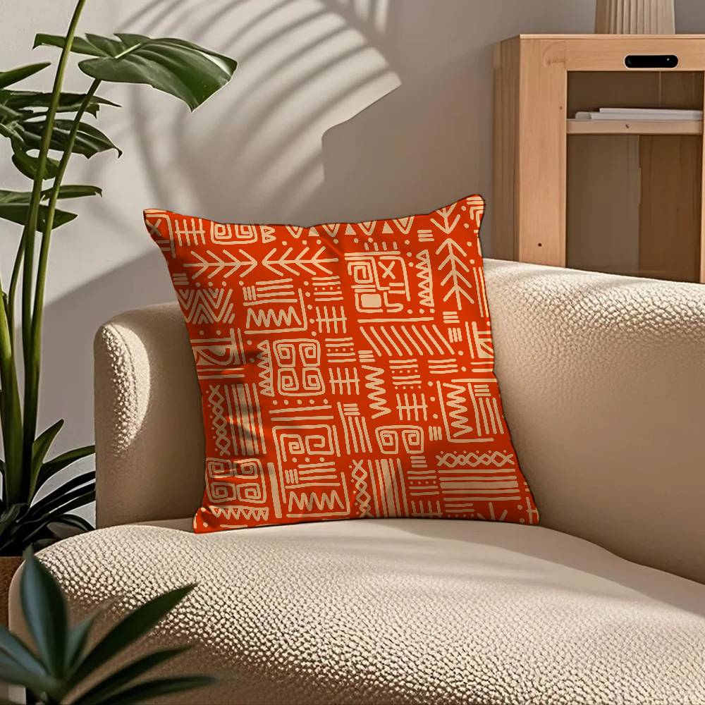 ART African Tribal Pattern Pillow Case Comfort Sofa Bed Silky Elegant Invisible Zipper Custom Decorative Cushion Cover