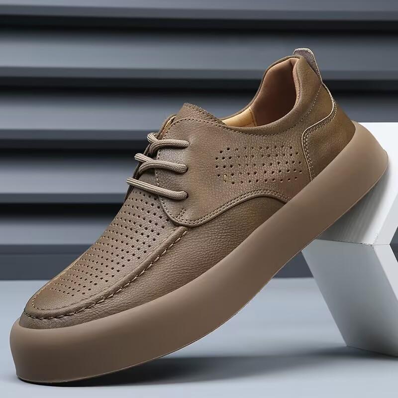 Slipper Herrenschuhe Leder Laufschuhe Business Rutschfest Weiche Sohle Arbeitsslipper Runde Flache Sohle Schuhe Outdoor Sneaker