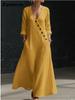 TikTok Summer Lazy Style V-Neck Pleated Swing A-Line Resort Maxi Dress Women One-Piece Long Dress