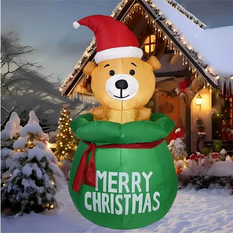 Inflatable Toy Bear In Bag Christmas Inflatable Model Luminous Inflatable Model Christmas Atmosphere Decoration Model