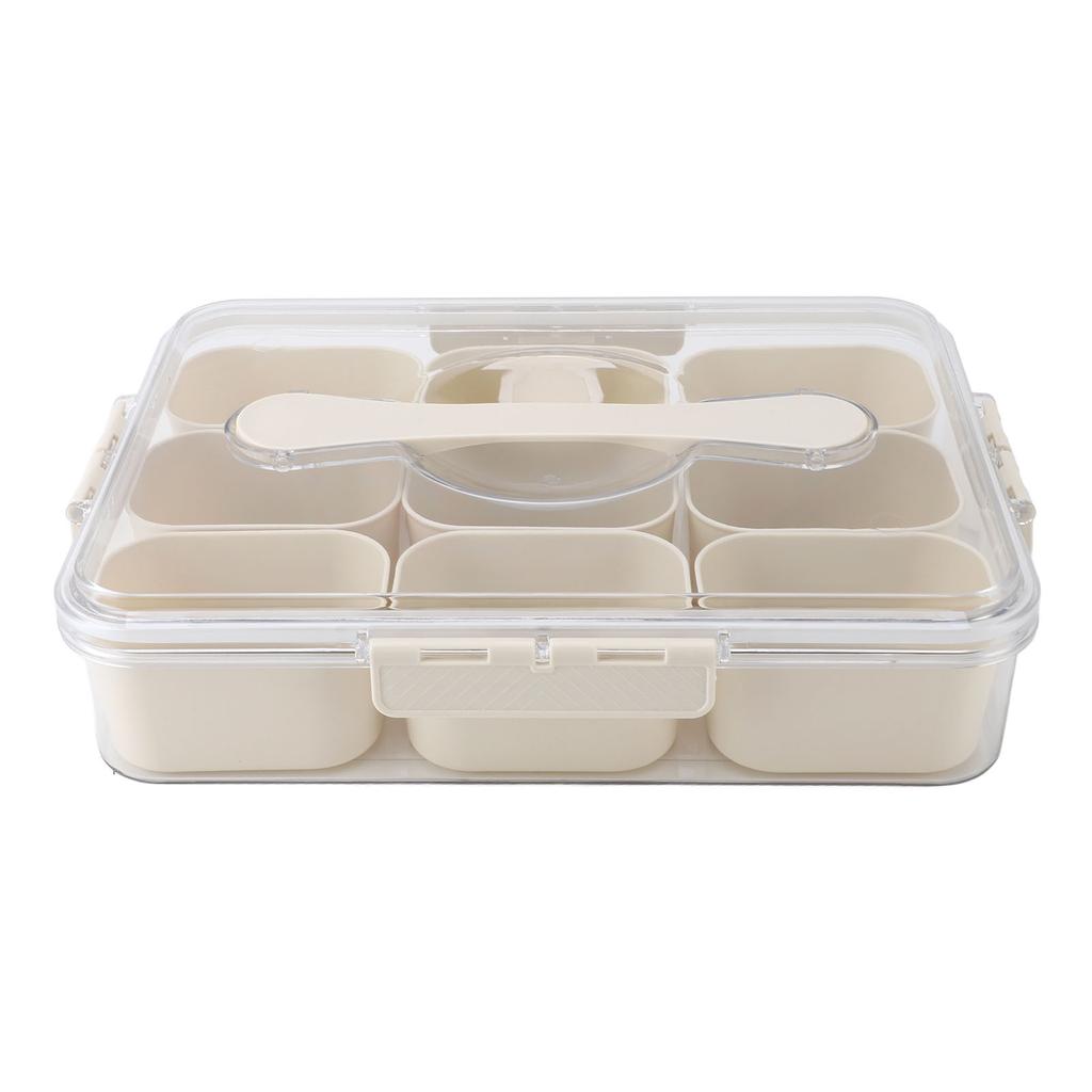 Plastic Seasoning Organizer Box 9 Compartments Sealing Fruit Snack Storage Containers with Clear Lid