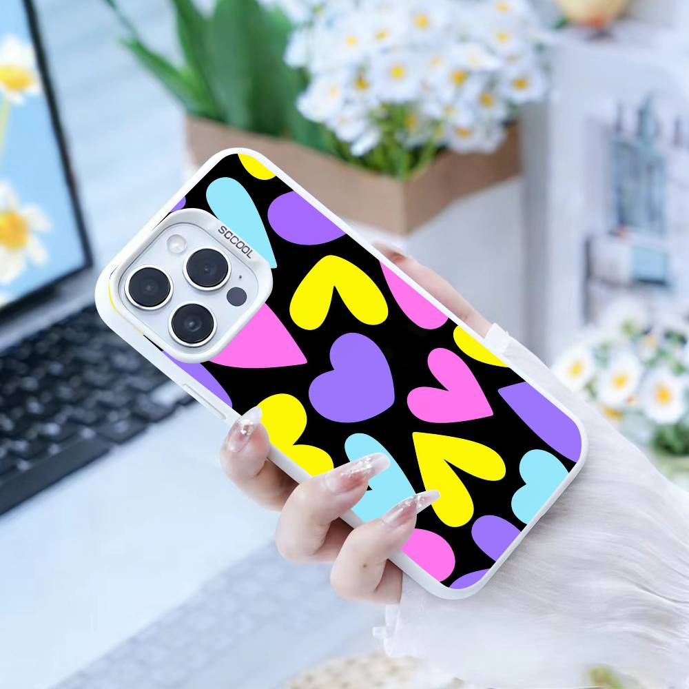 

Y2K POP-Heart Phone Case For iPhone 17,16,15,14,13,12,Pro MAX Black Matte Shockproof Cover iPhone12PRO