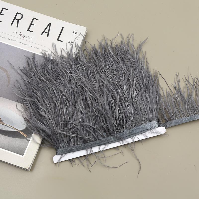 Color 8-10 Cm Ostrich Hair Cloth Edge Clothing Cuffs Hem Ostrich Feather Strips Cloth With Accessories Lace